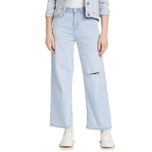 Pantalones vaqueros de pierna ancha para mujer, pantalones vaqueros de moda con diseño personalizado para mujer, precio barato al por mayor de BD - Product Image 1