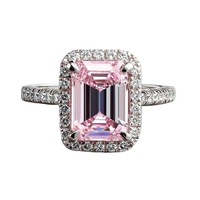 Elegante Anillo de Compromiso de Dos Piedras de Moissanita Rosa en Oro Blanco de 14K para Mujer, Regalo de Joyería Perfecto para Aniversario de Bodas