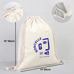 Custom Laminated 14x16 (35x40 Cm) Cotton Drawstring <b>Backpack</b> 4 oz Portable <b>Foldable</b> String System Custom Casual for Daily Use - Product Image 2