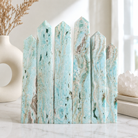 Tour de cristal d'hémimorphite de 24 cm, bleu-vert, poli, spécimen minéral, décoration d'intérieur, cadeau de méditation, objet de collection, présentoir
