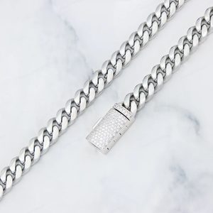 Iced Out Cuban Link <b>Chain</b> 12 mm <b>Silver</b> Hip Hop <b>Chain</b> <b>For</b> <b>Men</b> Moissanite Lock <b>chain</b> Hip Hop Jewelry By Wholesalers at Best Price - Product Image 2