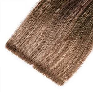 ผมต่อแบบตรงสไตล์รัสเซียยี่ห้อ New Title Remy ขนาด 8-30 นิ้ว แบบเทปใส # 6 สีน้ำตาลกลาง - Product Image 1