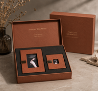 Cadre photo en cuir tressé fait main de luxe moderne, support minimaliste en cuir PU pour photos, cadeaux de bureau, ensemble cadeau UV