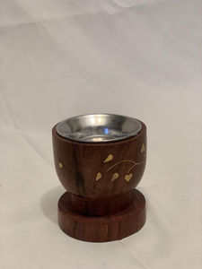 Brûleur d'encens rustique fabriqué à la main attrape-cendres en bois d'acacia encensoir en bois naturel pour usage religieux porte-encens fait main - Product Image 3