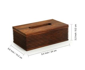 Ondas de madera soporte de caja de pañuelos hecho a mano en madera de Sheesham diseño elegante de decoración del hogar para sala de estar baño estilo antiguo - Product Image 6