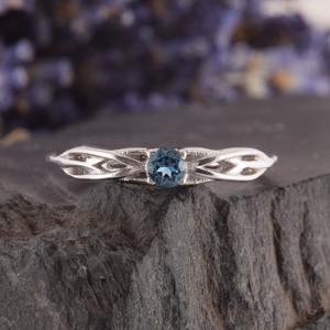 925 argent massif classique bague bijoux pour femmes 925 argent Sterling bleu topaze pierre précieuse Boho Style fait à la main bague cadeau pour maman - Product Image 4