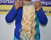 Extensions de cheveux naturels indiens Remy à closure fusion 5x5, ondulés, cuticules alignées, double trame machine, 100g