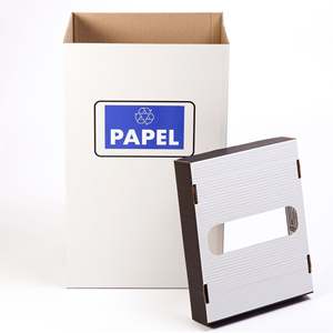 Automontable Cardboard Paper <b>Bin</b> with Top Lid Superior Containment Box for Paper Recycling - Product Image 2