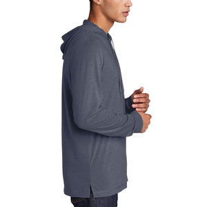 Unisex Cotton Long Sleeve Hooded T-Shirt Heather Grey <b>Blue</b> Cotton <b>Hoodie</b> - Product Image 3