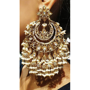 Boucles d'oreilles Jhumka classiques en plaqué or faites à la main-Bijoux de mode de style pakistanais intemporels grossistes - Product Image 1