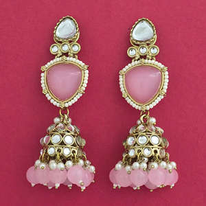 Boucles d'oreilles de lustre de mode indienne Indo Western Jhumki avec exportateur de bijoux artificiels Mehndi Plating - Product Image 3