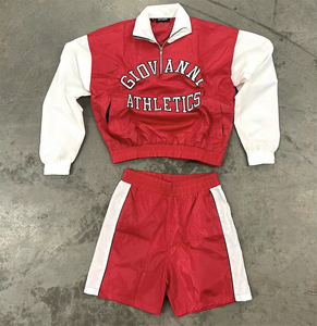 2025top tendencia personalizada verano moda Chándal Streetwear bordado sudadera cortavientos pantalones cortos de nailon conjunto hombres chándal - Product Image 5