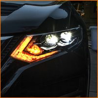 Pour Nissan X-Trail Rouge 2017-2021 : Ensemble de phares améliorés à configuration avancée avec projecteur à lentille Bi-LED et clignotants séquentiels