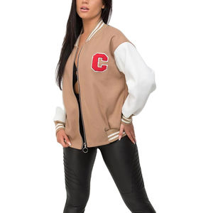 OEM nueva llegada superventas de las mujeres Varsity chaquetas de invierno de lana de cuerpo y manga de cuero Varsity chaqueta para las mujeres OEM - Product Image 5
