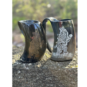 Authentic <b>Viking</b> Horn Mug - Traditional Mead Drinking <b>Cup</b> for Medieval Festivals & Renaissance Fairs (Eco-Friendly) - Product Image 2