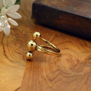 Anillo Abierto de Latón Chapado en Oro para Mujer, Anillo Ajustable con Diseño de Bola | Joyería de Moda al por Mayor - Product Image 3