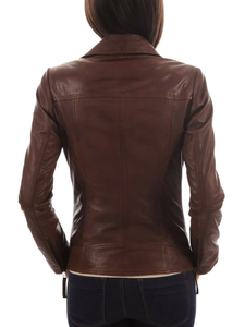 <b>Women</b> Genuine Leather Cow Skin <b>Winter</b> Windproof Canvas Leather Jacket for Ladies - Product Image 6