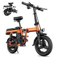 Bicicleta Eléctrica Plegable Mini sin Escobillas T14 48V 10Ah con Batería Oculta, Motor de Cubo Trasero de 250W 30Nm y Neumático Ancho