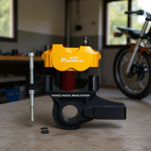 Étrier de frein radial à 4 pistons, ensemble complet avec support pour motos - Product Image 3