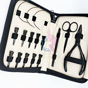 Kit d'outils d'extension de cheveux professionnel de haute qualité pince en acier inoxydable tirant boucle ciseaux pinces à cheveux - Product Image 2
