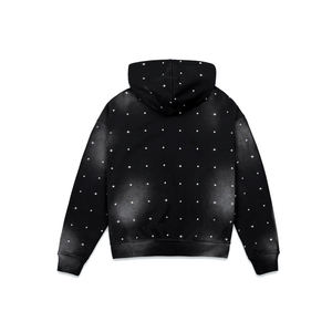 เสื้อฮู้ดสตรีทแวร์แบบสั่งทำพิเศษ ประดับคริสตัล พิมพ์ลาย ทรงโอเวอร์ไซส์ ผ้าเฟรนช์เทอร์รี่เนื้อหนา สไตล์วินเทจ ล้างสีแบบแอซิดวอช ทำสีซีดแบบดิสเทรส - Product Image 4