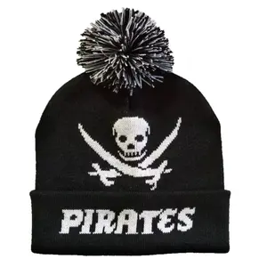 Vente en gros de bonnet à revers en jacquard pour hommes et femmes, bonnet d'hiver en tricot uni, bonnet tricoté chaud deux tons avec logo brodé - Product Image 6