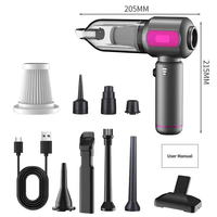 Aspirateur de voiture sans fil portable à batterie, 17000 pa de puissance d'aspiration, mini, avec 3 batteries de 2000 mAh et capacité de 1L-1,5L