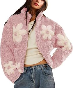 Femmes imprimé fleuri Sherpa polaire veste hiver recadrée manteau fermeture éclair à manches longues vêtements d'extérieur décontractés toile haute rue poches - Product Image 4