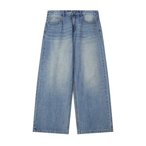 กางเกงยีนส์สีน้ำเงินทรงปกติ ผ้าเดนิมฟอก ผู้ชาย คุณภาพสูง เอวกลาง ทรงตรง ระบายอากาศได้ดี รับสกรีนโลโก้ ผ้าฟลีซบาง - Product Image 2