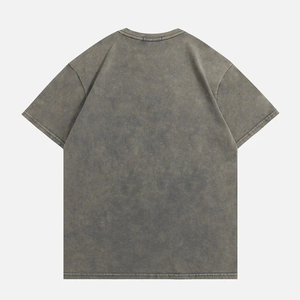 Camiseta Vintage de peso pesado de 250gsm, camisetas negras de algodón lavado, camisetas gráficas de impresión Digital lavadas con ácido de gran tamaño negro - Product Image 2