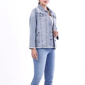 แจ็กเก็ตผ้ายีนส์สำหรับผู้หญิงเสื้อลำลองสีพื้นระบายอากาศ - Product Image 3