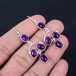 Boho Style classique boucles d'oreilles bijoux pour femmes bijoux en argent 925 argent Sterling améthyste pierres précieuses boucles d'oreilles faites à la main cadeau pour - Product Image 5
