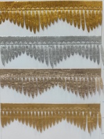 Ruban à franges métallique jacquard double face imprimé pailleté doré, gaufré, 6 pouces, couleur or brillant pour vêtements de mode