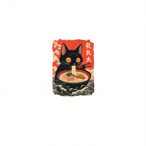 Camiseta con gráfico de gato Neko comiendo ramen, estilo anime kawaii japonés - Product Image 2
