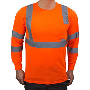 Vêtements de sécurité Chemises haute visibilité T-shirts réfléchissants en maille de polyester orange Chemise de construction avec service OEM - Product Image 3