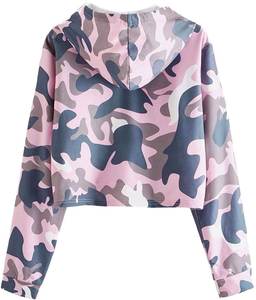 Haut court à capuche imprimé pour femme, manches longues, respirant et durable, en matière douce, idéal pour l'hiver – Meilleure vente - Product Image 2