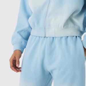 OEM al por mayor personalizado ácido lavado chándal conjunto para los hombres 100% algodón invierno Flare Zip chándal diseño - Product Image 6