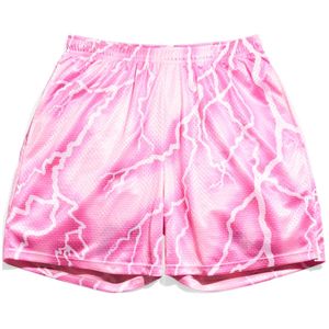 Shorts de basket-ball en maille solide rose personnalisés, légers, respirants, antibactériens, anti-UV, vêtements de sport pour hommes, utilisation en salle de sport, streetwear, tous les usages - Product Image 1