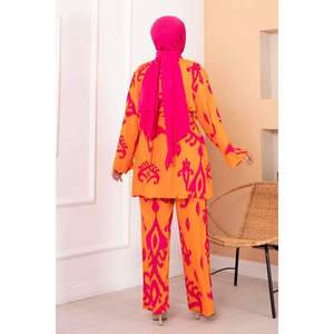 Hijab Estampado Viscosa Conjunto 2 Piezas Naranja - Product Image 4