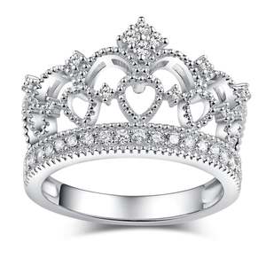 Jeulia <b>Crown</b> Design Sterling Silver Children's Fashion <b>Ring</b> with Zircon - Product Image 1