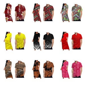 Conjunto de pareja de moda para hombres y mujeres, estampado artístico Vintage polinesio, <span class=keywords><strong>falda</strong></span> larga Puletasi para mujer de verano, <span class=keywords><strong>camisa</strong></span> para hombre - Product Image 1