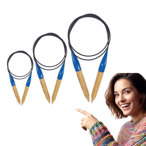 Agujas Circulares de Tejer de Madera Natural, Cómodas y Portátiles, Tejido Rápido y sin Costuras con Tensión Perfecta para Suéteres y Gorros - Product Image 2