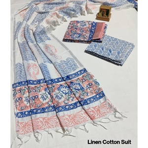 Conjunto de Traje de Lino y Algodón con Estampado a Mano para Mujer - Product Image 1