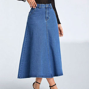 กระโปรงยีนส์ผ้าฝ้ายสั่งทำสไตล์วินเทจคุณภาพสูงสำหรับผู้หญิง ไซส์ XS ทรงตรง ยาวแบบแม็กซี่ แต่งระบายขาดๆ สไตล์ Y2K ทันสมัย รับผลิตแบบ OEM/ODM - Product Image 3