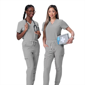 Conjunto de Top y pantalón de nuevo diseño de Enfermería Médica fácil de lavar cómodo para mujer, conjuntos de uniformes médicos de manga corta - Product Image 3