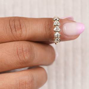 Lujo en forma de corazón Lab Grown Diamond Band 1.25Ct Lab Diamond Half Eternity Wedding Band Bezel Set Anillos DE BODA Regalos de San Valentín - Product Image 6