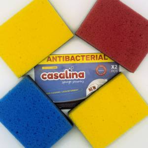 Casalina แผ่นฟองน้ำขัดถูสำหรับทำความสะอาดจานที่มีหลายสีขนาด2 12.5x9x3ซม. ป้ายตามต้องการ - Product Image 5
