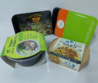 Carton de papier recyclé imprimé personnalisé enveloppant autour de l'étiquette déjeuner préparation des repas manchon d'emballage alimentaire pour bol conteneur
