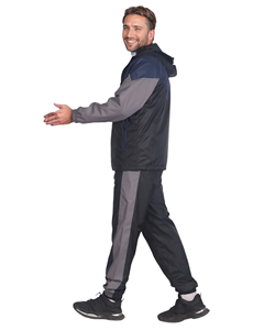 Chaqueta con cremallera de 2 piezas de nuevo diseño y Pantalón elástico Chándal cortavientos de gran tamaño de nailon 100% - Product Image 3