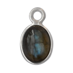 Charme ovale en argent sterling Aqua Calcedony Designer Gemstone Charms avec boucle en argent pour bijoux à bricoler soi-même - Product Image 4